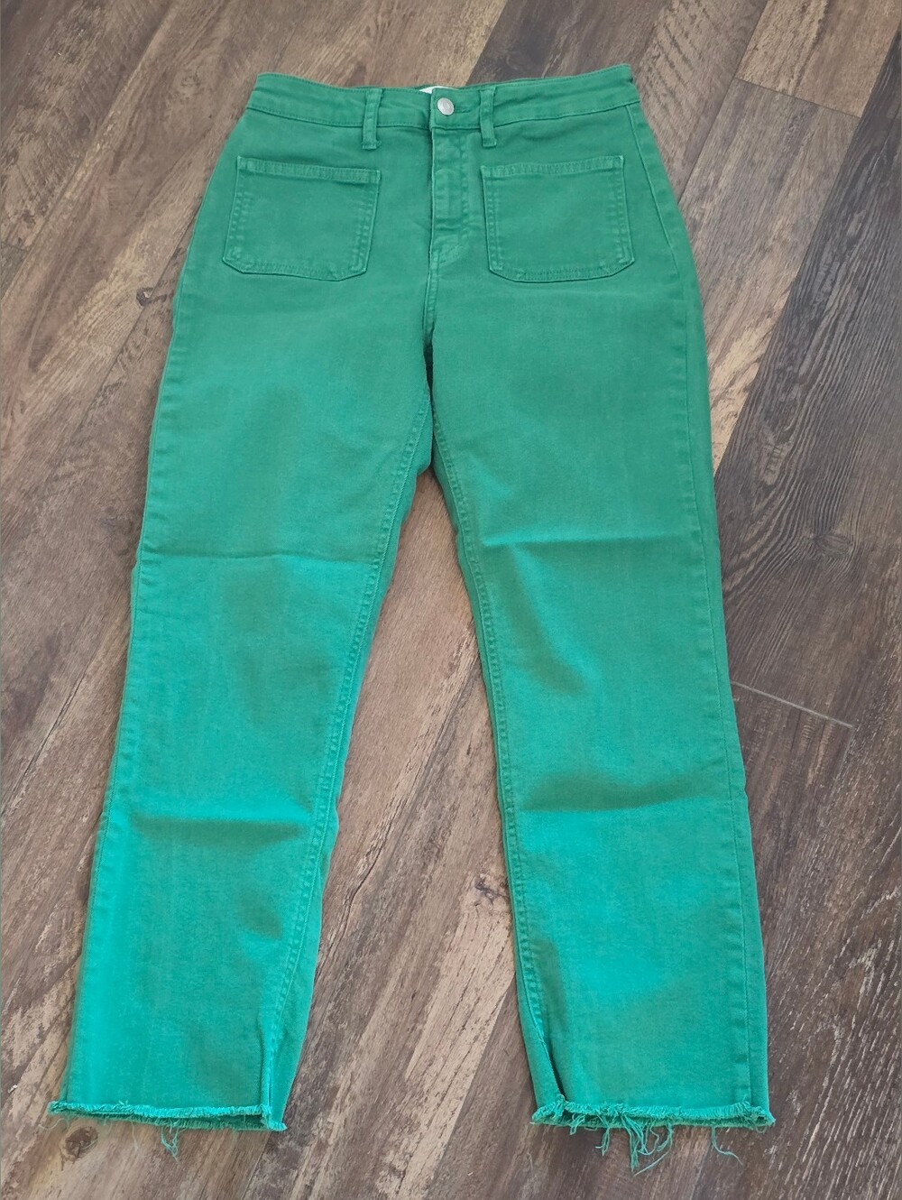 Zara Green Women's High-Rise Straight Jeans